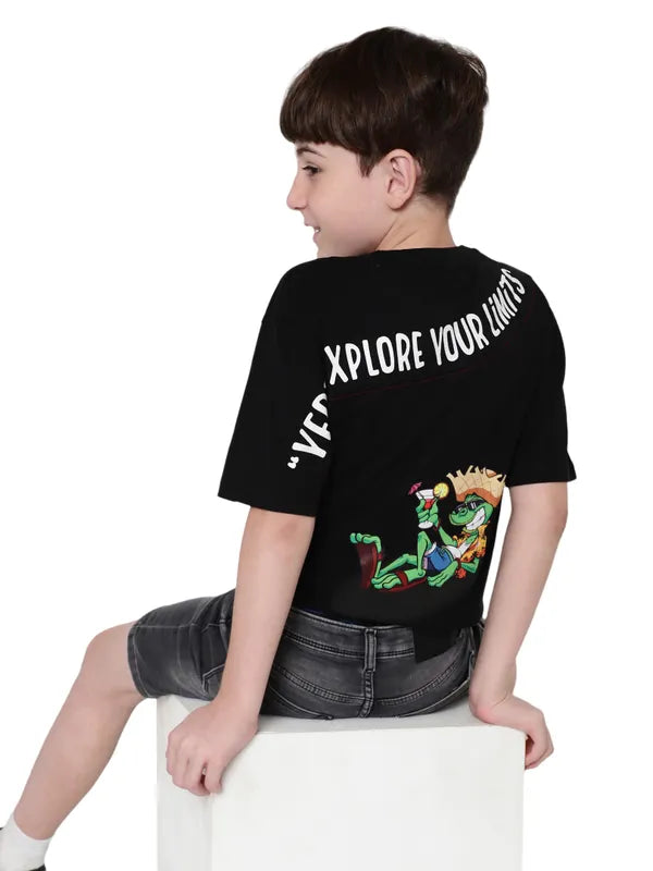 Octave Boys Typography Printed Round Neck Cotton T-Shirt