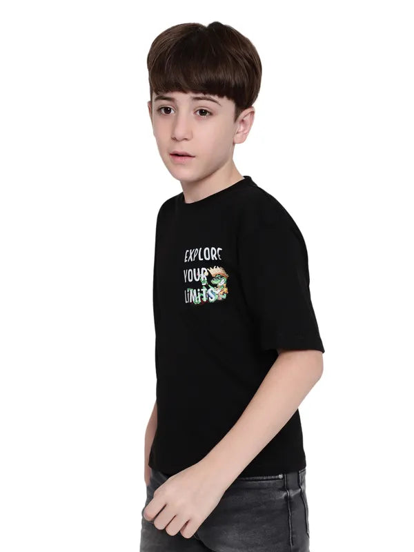 Octave Boys Typography Printed Round Neck Cotton T-Shirt