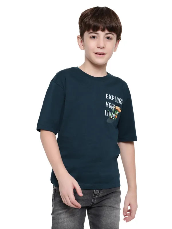 Octave Boys Round Neck Typography Printed T-Shirt