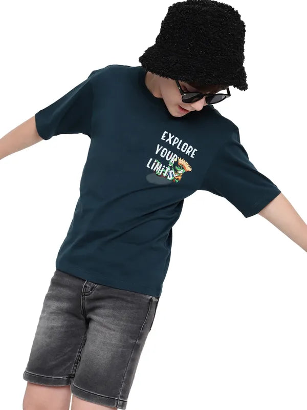 Octave Boys Round Neck Typography Printed T-Shirt