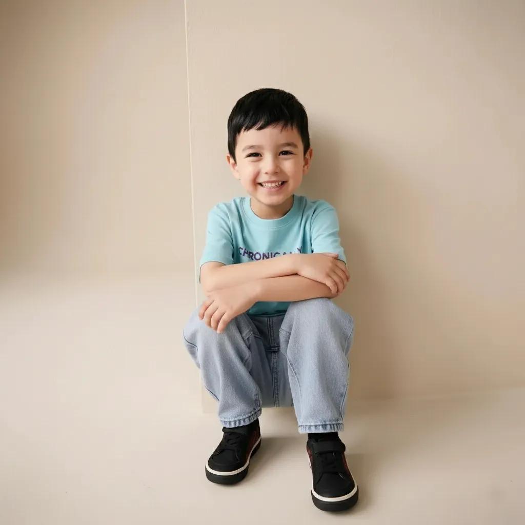 Boys Delicate Blue Typography Printed Cotton T-shirt