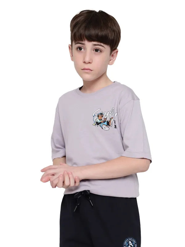 Octave Boy Graphic Printed Drop Shoulder Round Neck T-Shirt