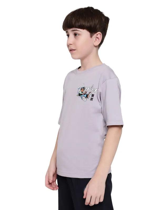 Octave Boy Graphic Printed Drop Shoulder Round Neck T-Shirt