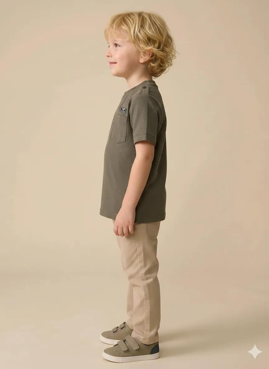 Boys Olive Printed T-shirt
