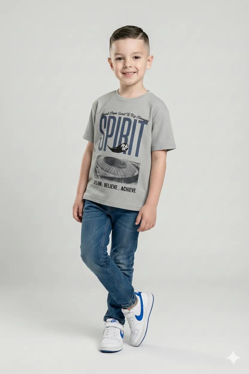 Boys Aluminium Printed Cotton Round Neck T-shirt