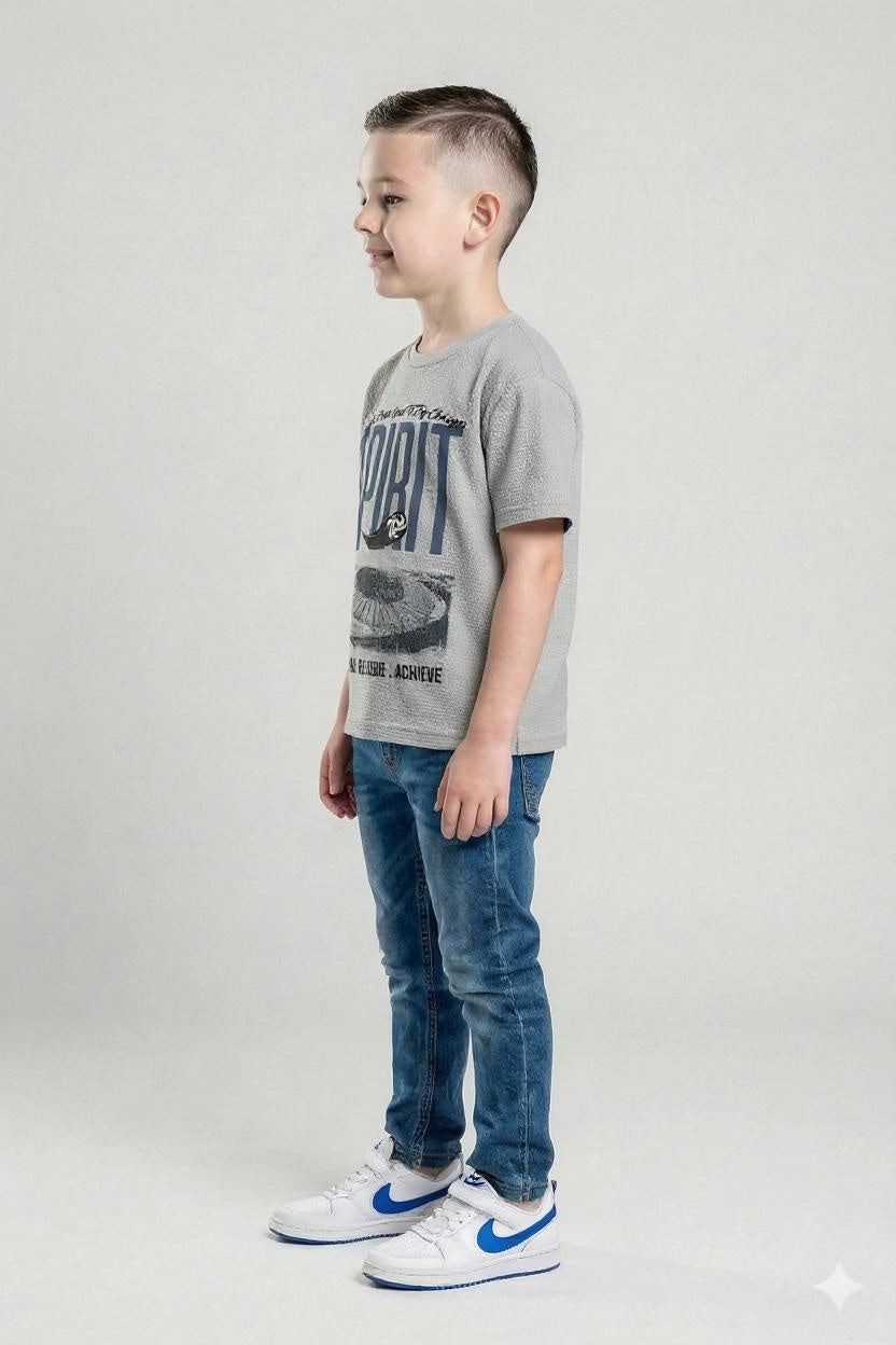 Boys Aluminium Printed Cotton Round Neck T-shirt
