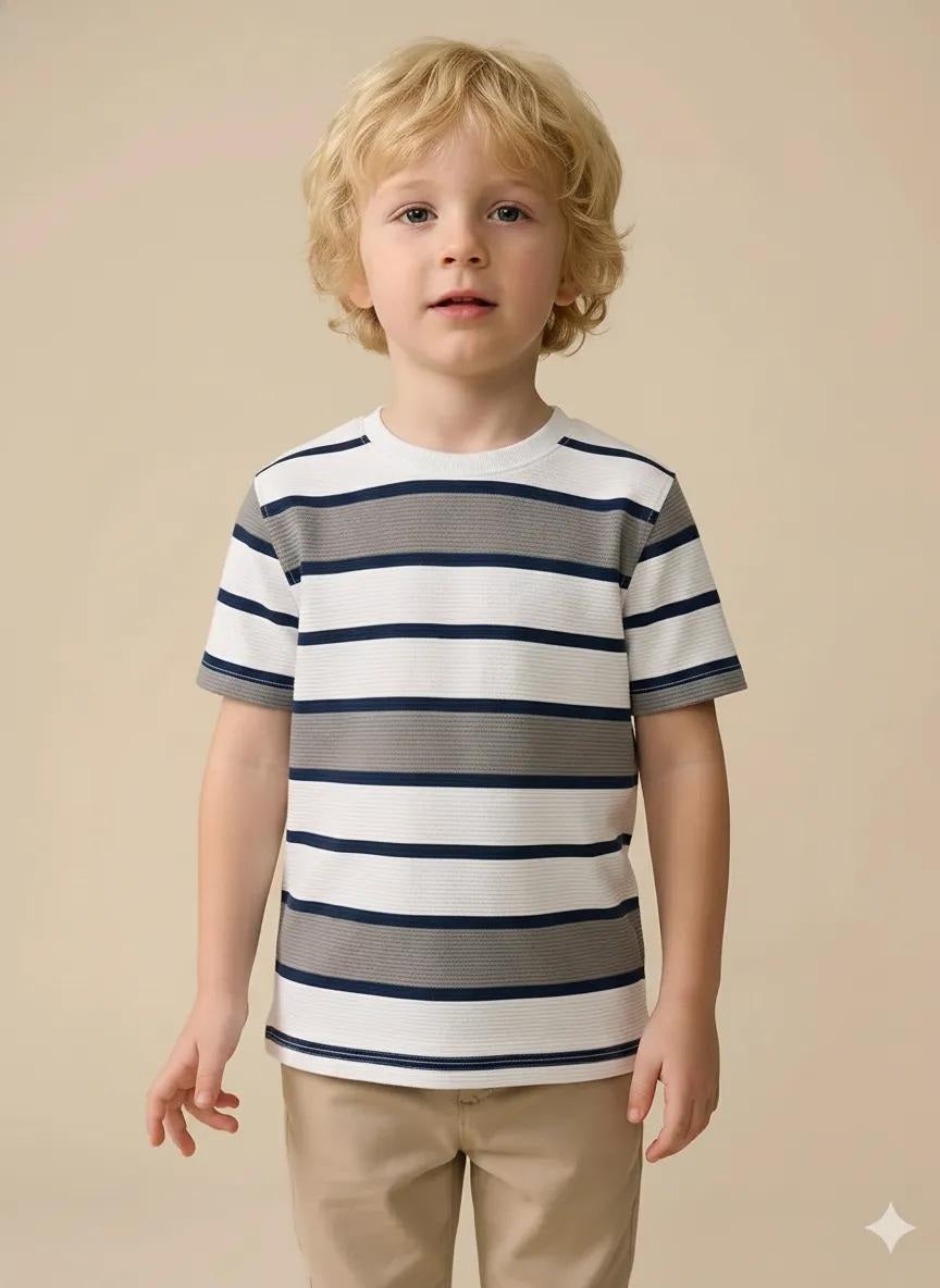 Boys Grey Striped T-shirt