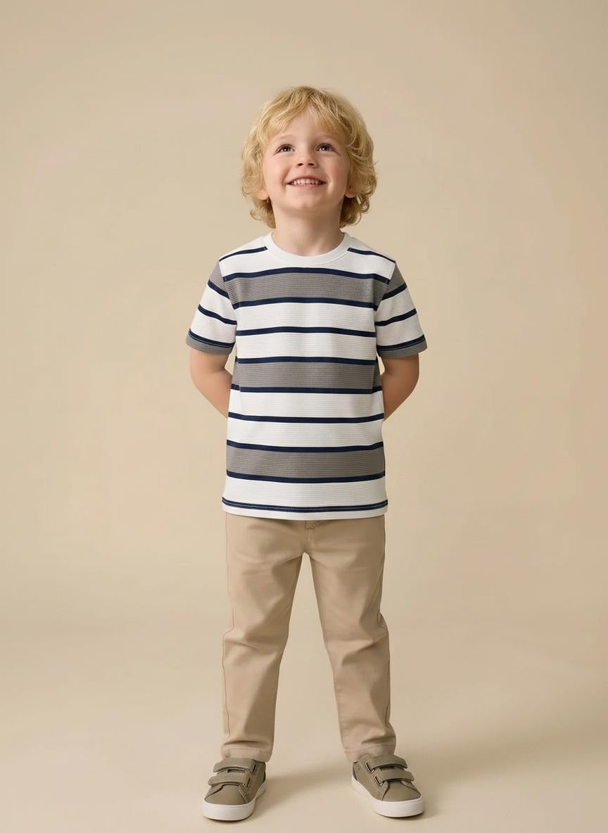 Boys Grey Striped T-shirt