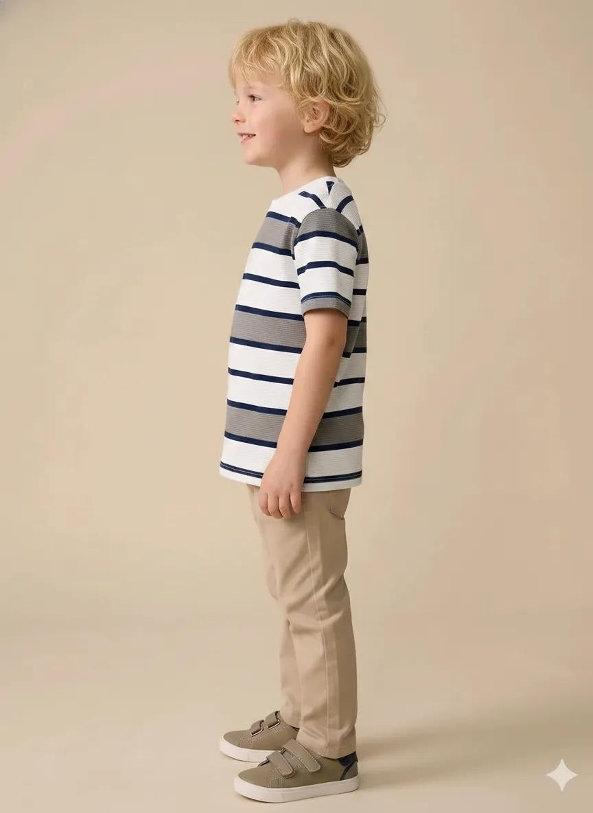 Boys Grey Striped T-shirt