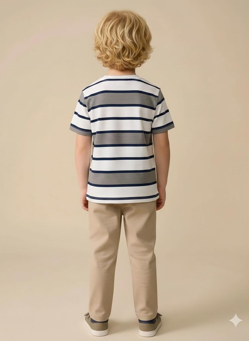Boys Grey Striped T-shirt