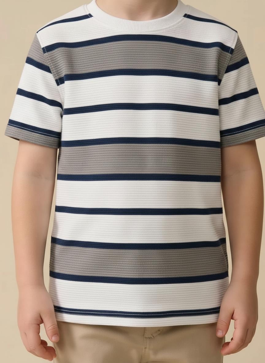 Boys Grey Striped T-shirt