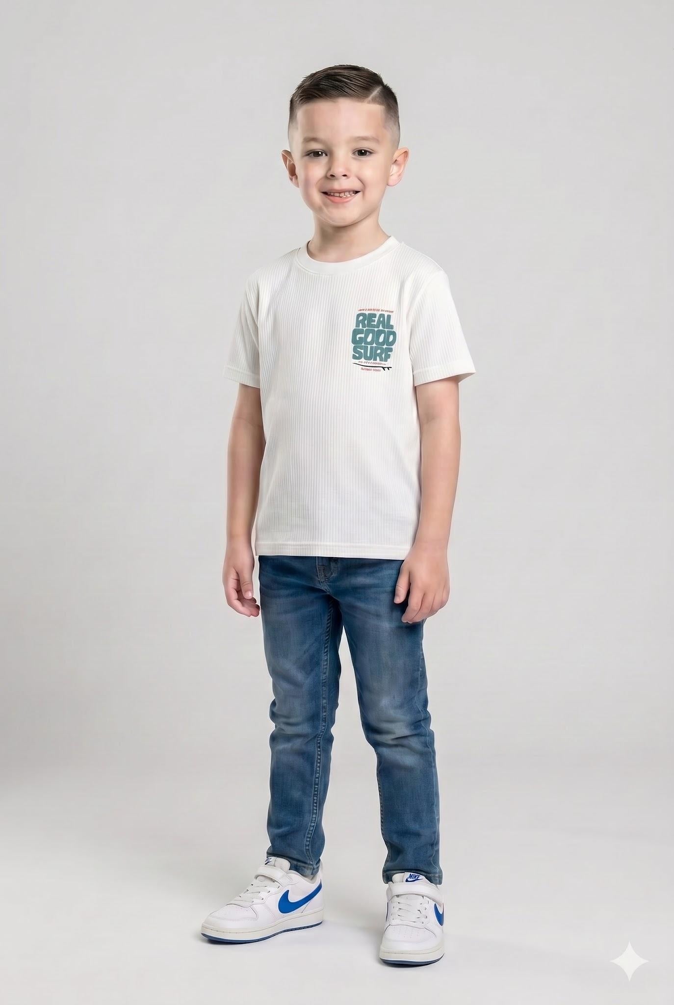 Boys Off White Printed T-shirt