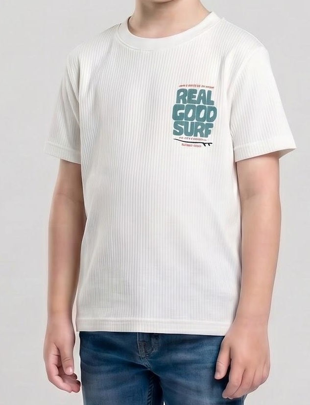 Boys Off White Printed T-shirt