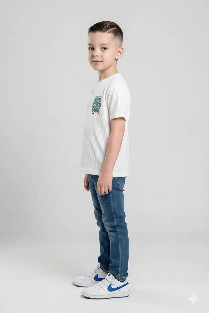 Boys Off White Printed T-shirt