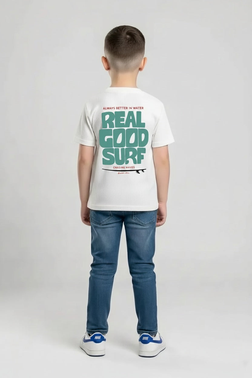 Boys Off White Printed T-shirt