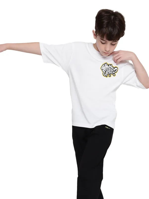 Octave Boys Typography Printed Round Neck Cotton T-Shirt