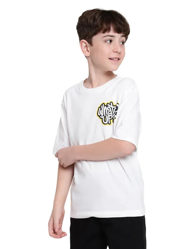 Octave Boys Typography Printed Round Neck Cotton T-Shirt