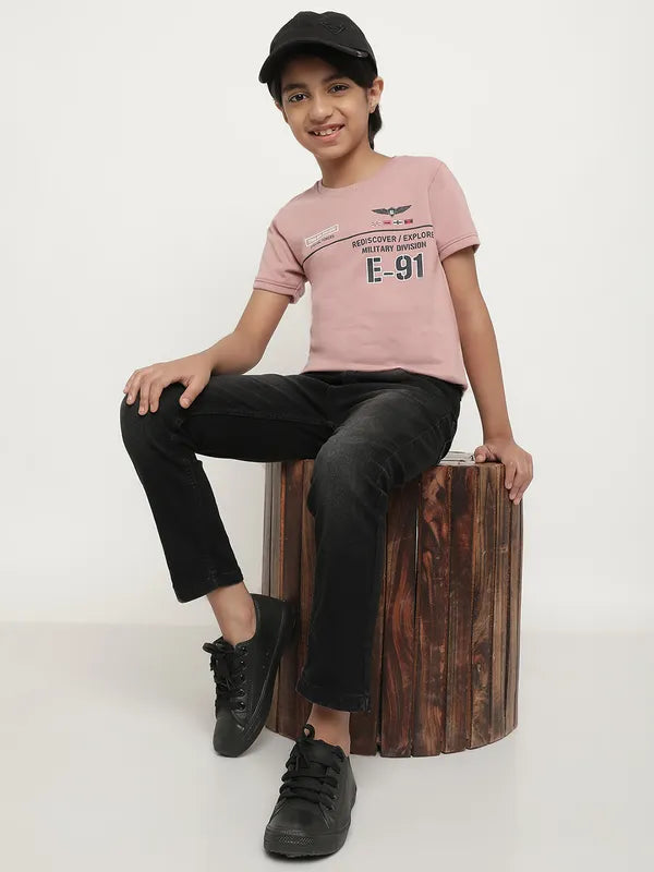 Octave Boys Typography Printed Round Neck Cotton T-Shirt