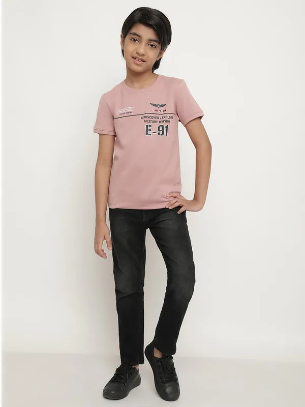 Octave Boys Typography Printed Round Neck Cotton T-Shirt