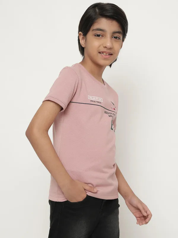 Octave Boys Typography Printed Round Neck Cotton T-Shirt