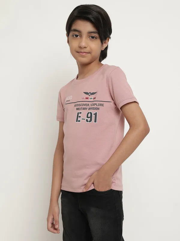 Octave Boys Typography Printed Round Neck Cotton T-Shirt