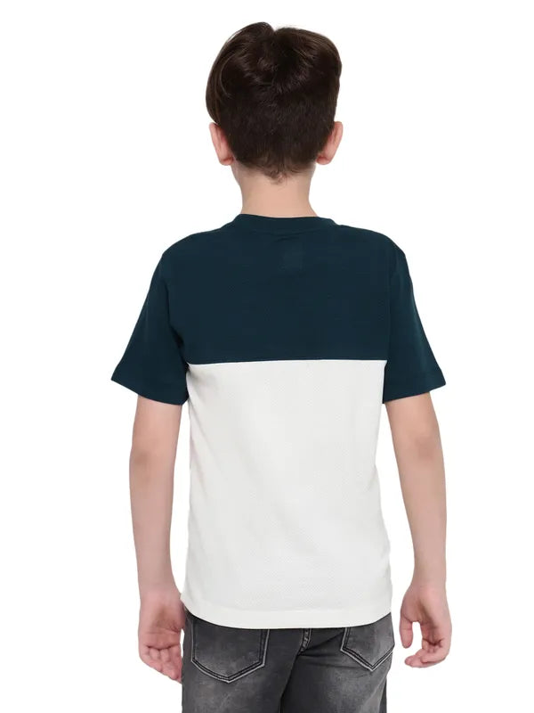 Octave Boy Colourblocked Typography Printed Round Neck T-Shirt