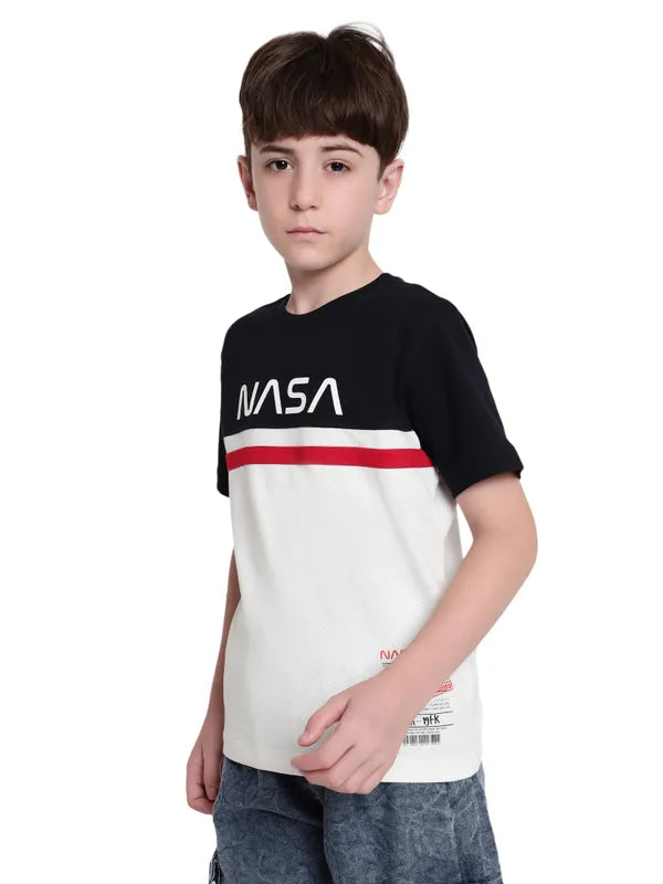 Octave Boys Colourblocked  Nautical Round Neck Cotton T-Shirt