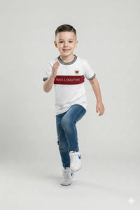 Boys Off White Printed Round Neck T-shirt