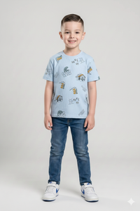 Boys Delicate Blue Printed T-shirt