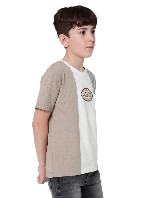 Octave Boy Colourblocked Varsity Round Neck T-Shirt