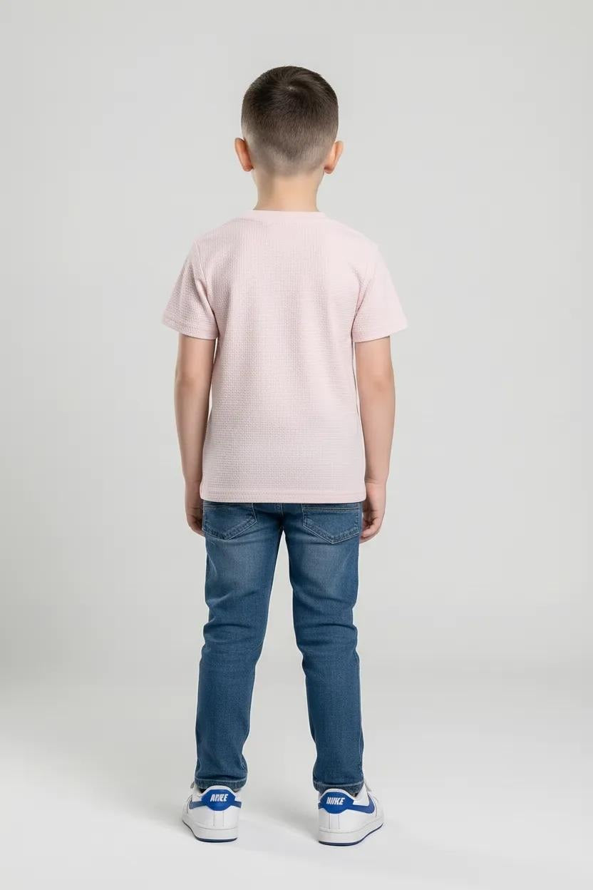 Octave Boys Barely Pink Graphic Printed Cotton Tshirt
