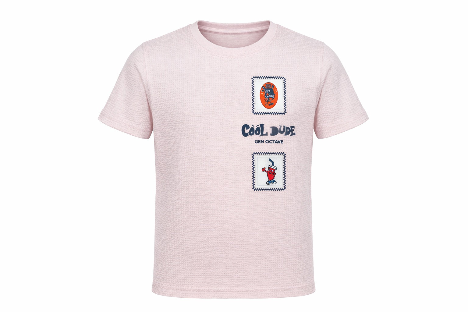 Octave Boys Barely Pink Graphic Printed Cotton Tshirt