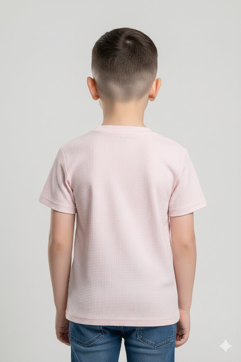 Octave Boys Barely Pink Graphic Printed Cotton Tshirt
