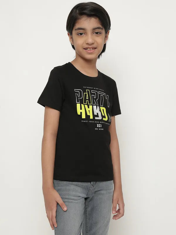 Octave Boys Typography Printed Round Neck Cotton T-Shirt