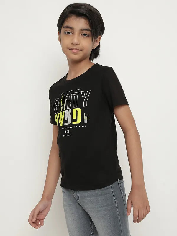 Octave Boys Typography Printed Round Neck Cotton T-Shirt