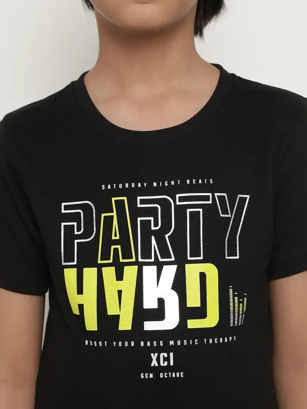 Octave Boys Typography Printed Round Neck Cotton T-Shirt
