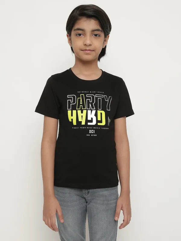 Octave Boys Typography Printed Round Neck Cotton T-Shirt