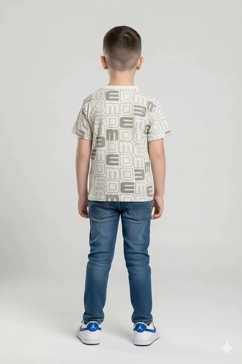 Octave Boys Stone Printed Round Neck Pockets T-shirt