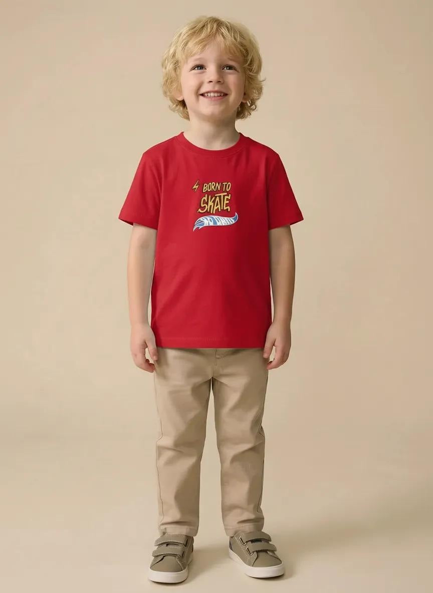 Octave Boys Brick Typography Printed Cotton Tshirt
