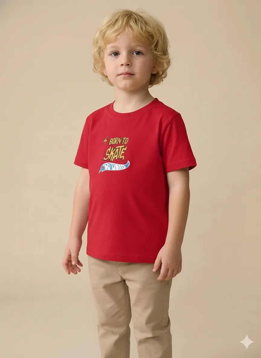 Octave Boys Brick Typography Printed Cotton Tshirt