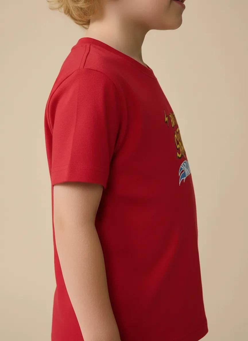 Octave Boys Brick Typography Printed Cotton Tshirt