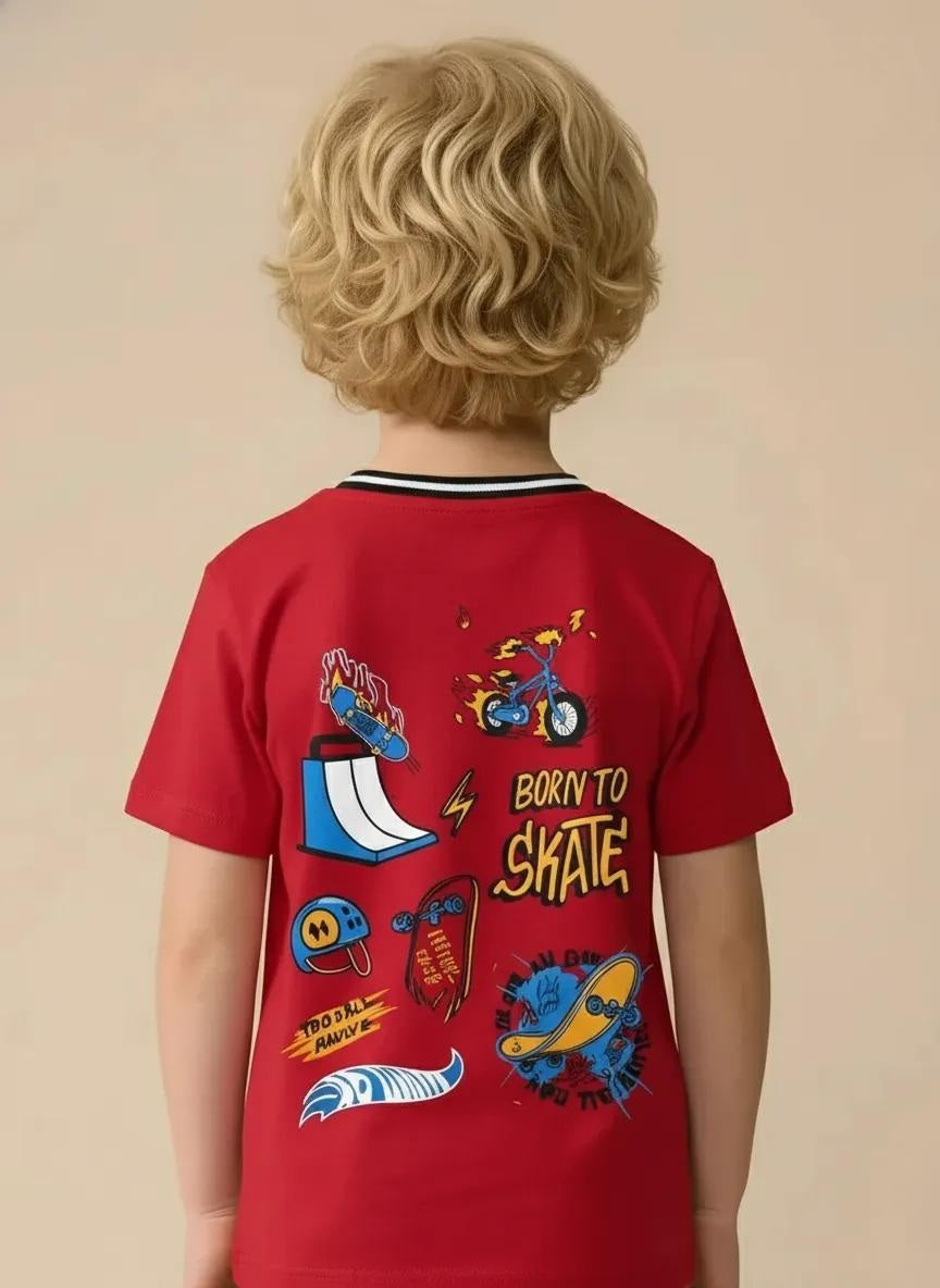 Octave Boys Brick Typography Printed Cotton Tshirt