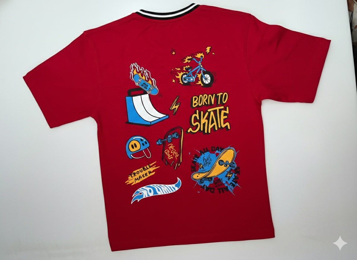 Octave Boys Brick Typography Printed Cotton Tshirt