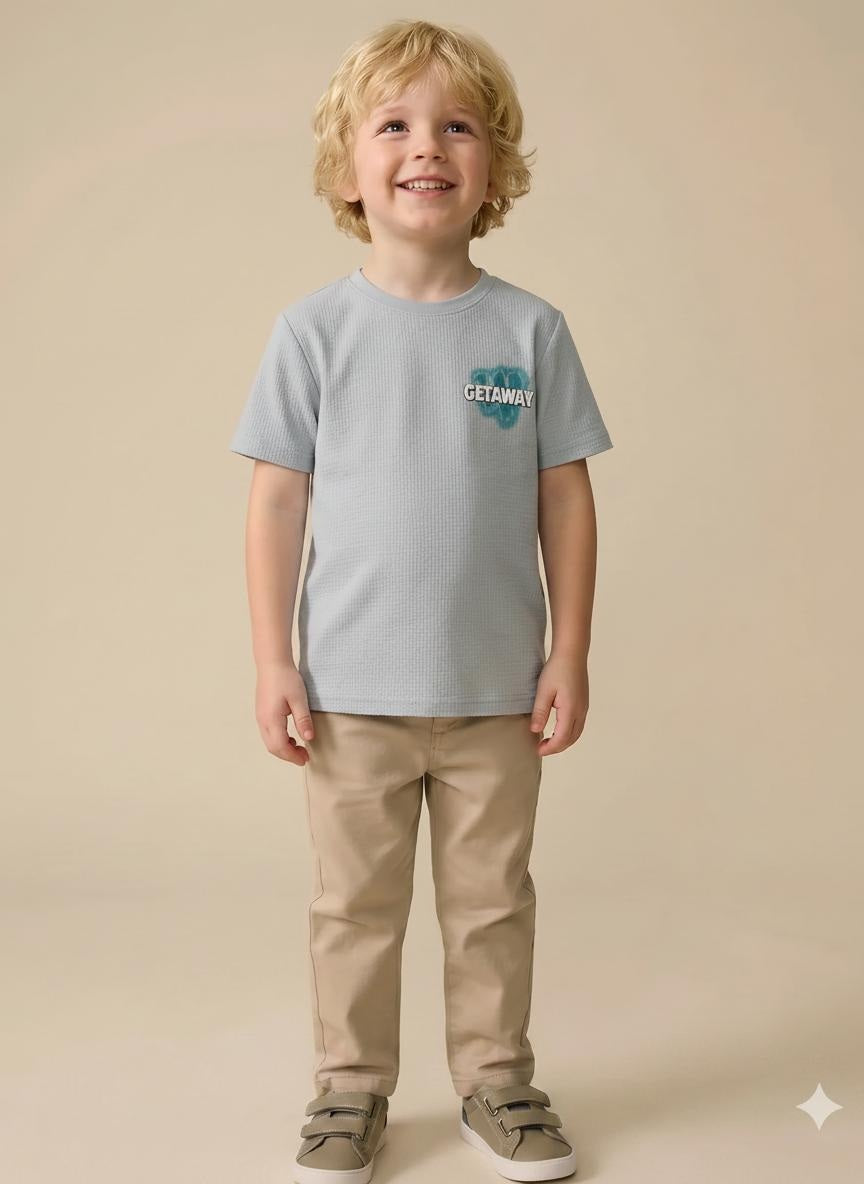 Boy Pearl Blue Round Neck T-Shirt