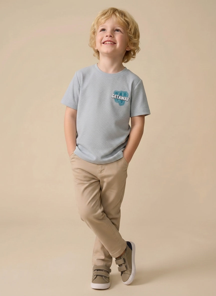 Boy Pearl Blue Round Neck T-Shirt