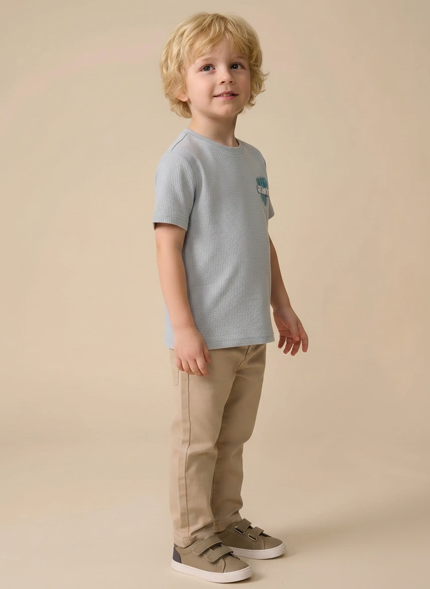 Boy Pearl Blue Round Neck T-Shirt
