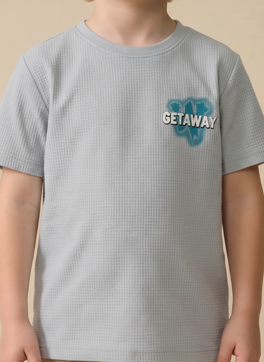 Boy Pearl Blue Round Neck T-Shirt