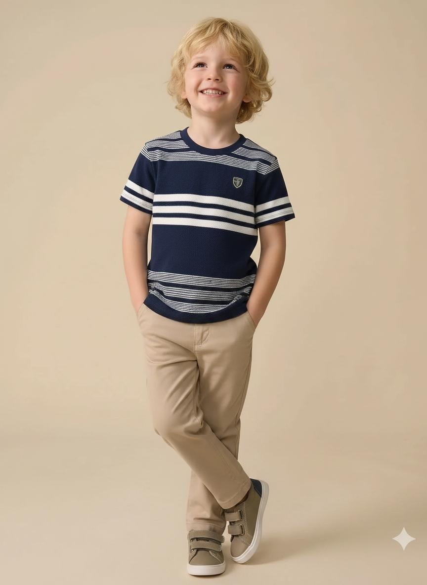 Boys Navy Colourblocked T-shirt