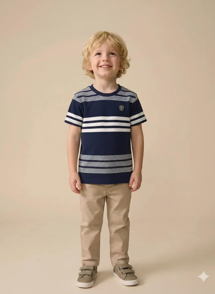 Boys Navy Colourblocked T-shirt