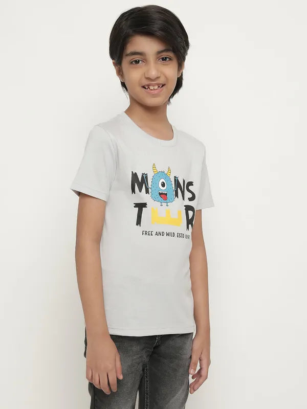 Octave Boys Typography Printed Cotton T-Shirt